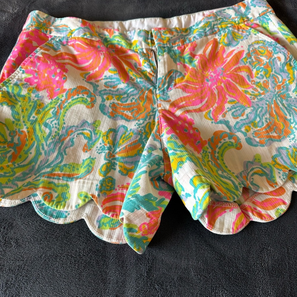 Lilly Pulitzer High Waist Floral Shorts - Pink, Orange, Green